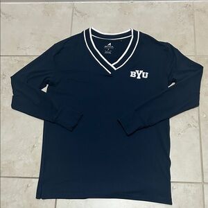 Antigua BYU Navy V-Neck Shirt with White Trim